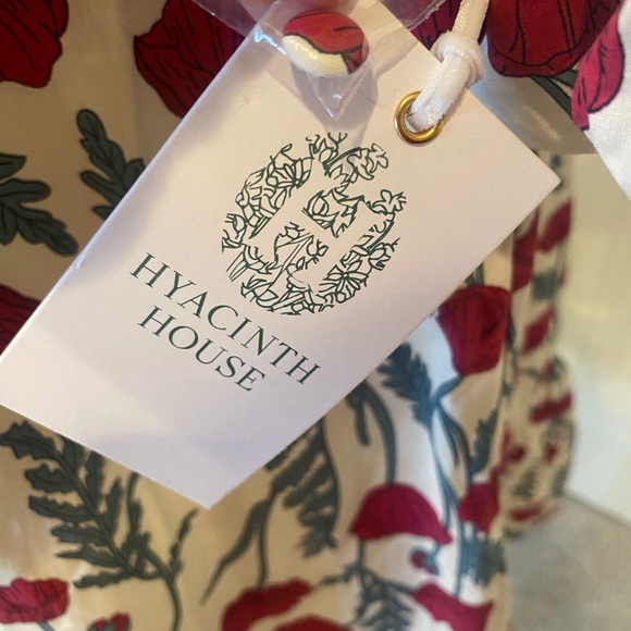 Hyacinth House Tuckernuck Midi Dress Red Floral Print Puff Sleeves Small NWT - Picture 3 of 11